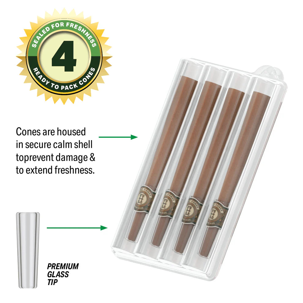 HEMPER | PRE-ROLLED MINI SIZE GLASS TIPPED HEMP CONES 4PZ