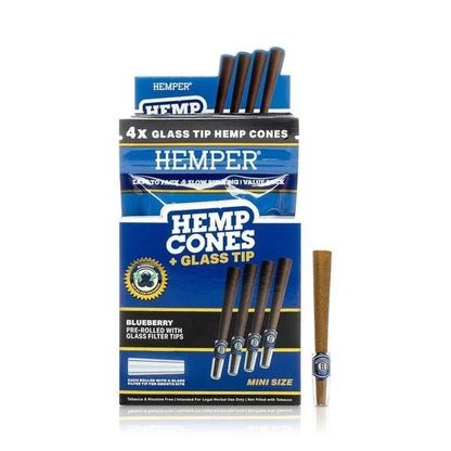 HEMPER | PRE-ROLLED MINI SIZE GLASS TIPPED HEMP CONES 4PZ
